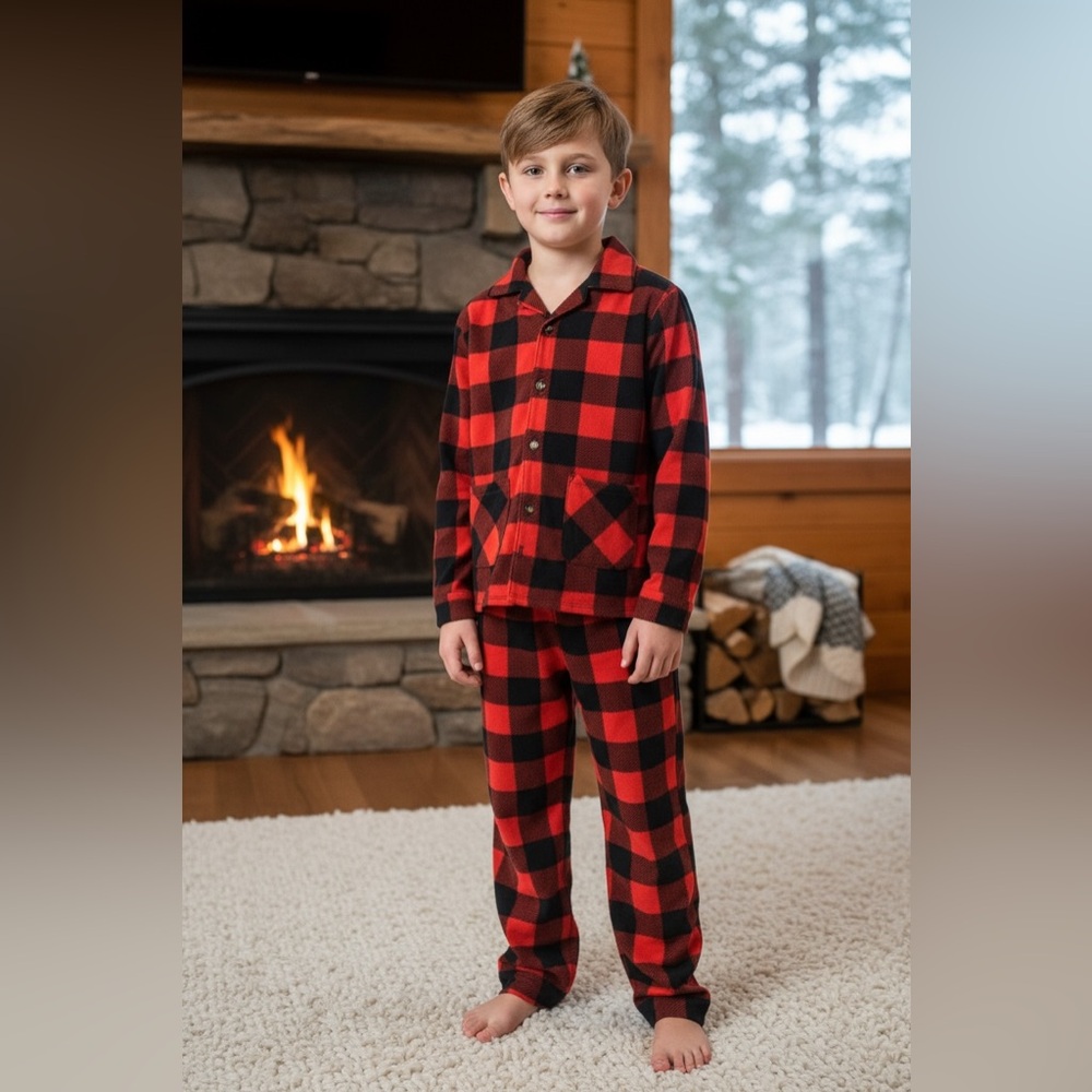 Old Navy Red and Black Checkered Kids Pajama Set